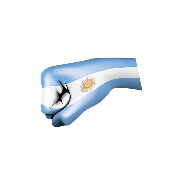 Σημαία της Αργεντινής και το χέρι σε άσπρο φόντο. Εικονογράφηση διάνυσμα — Διανυσματικό Αρχείο