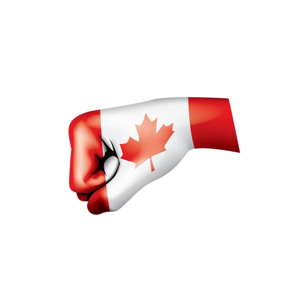 Kanada bayrağı ve el Beyaz arka plan üzerinde. Vektör çizim — Stok Vektör