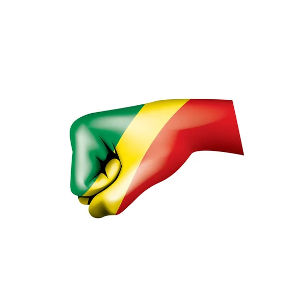 Флаг Конго и рука на белом фоне. Векторная иллюстрация — стоковый вектор