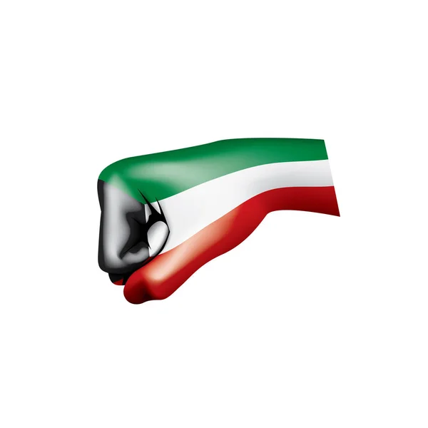 Kuwait flag och hand på vit bakgrund. Vektorillustration — Stock vektor