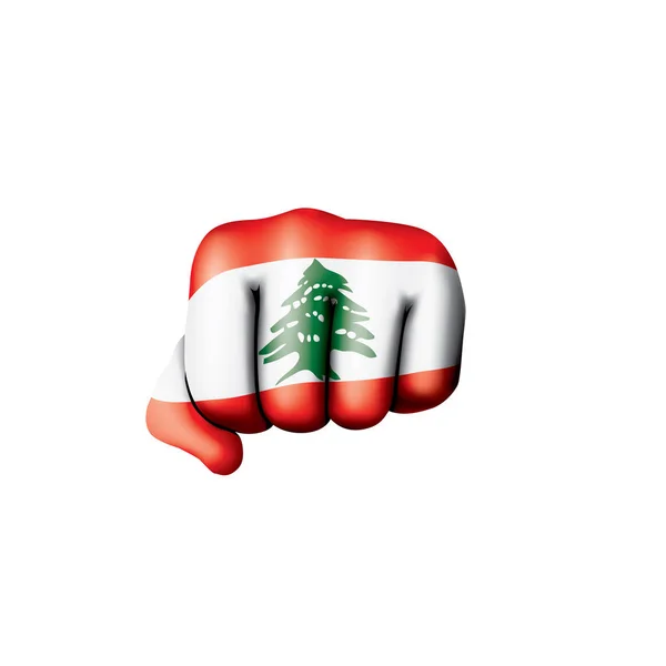 Flaga Libanu i ręka na białym tle. Ilustracja wektorowa — Wektor stockowy