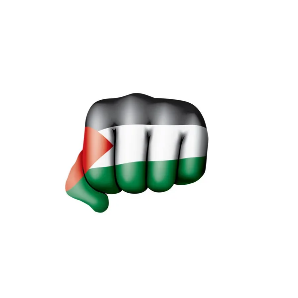 Палестинский флаг и рука на белом фоне. Векторная иллюстрация — стоковый вектор