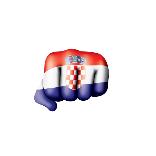 Croácia bandeira e mão sobre fundo branco. Ilustração vetorial —  Vetores de Stock