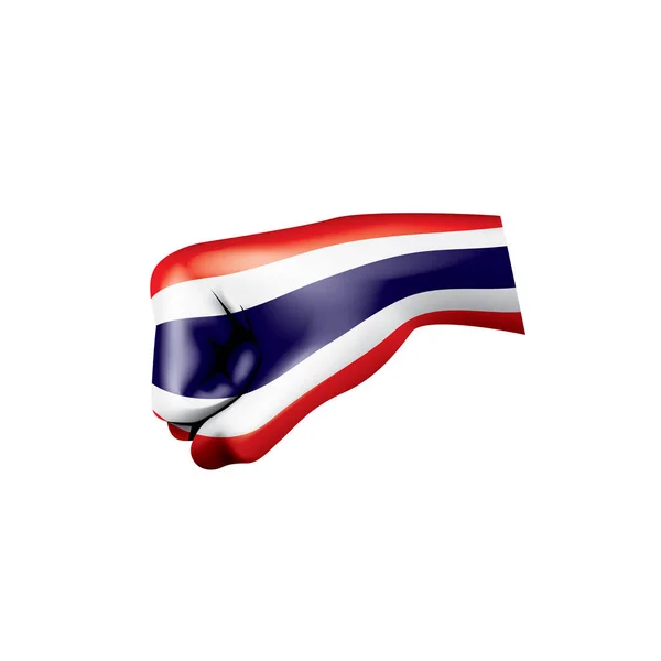 Thailand flagga och hand på vit bakgrund. Vektorillustration — Stock vektor