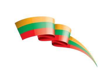 Litvanya bayrağı, beyaz arkaplanda vektör illüstrasyonu.