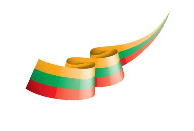 Litvanya bayrağı, beyaz arkaplanda vektör illüstrasyonu.