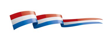 Beyaz arkaplanda Hollanda bayrağı, vektör illüstrasyonu