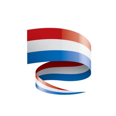 Beyaz arkaplanda Hollanda bayrağı, vektör illüstrasyonu