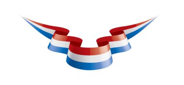 Beyaz arkaplanda Hollanda bayrağı, vektör illüstrasyonu