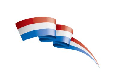 Beyaz arkaplanda Hollanda bayrağı, vektör illüstrasyonu