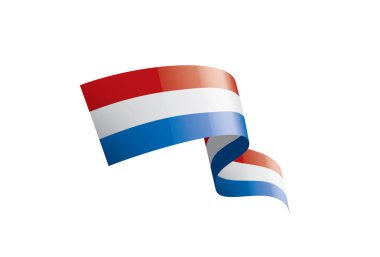 Beyaz arkaplanda Hollanda bayrağı, vektör illüstrasyonu