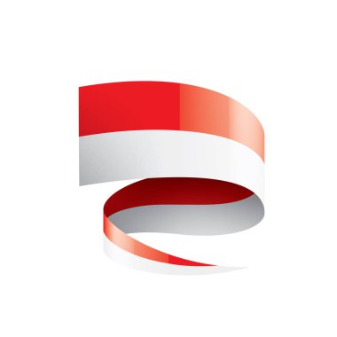 Beyaz arkaplanda Endonezya bayrağı, vektör illüstrasyonu