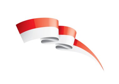 Beyaz arkaplanda Endonezya bayrağı, vektör illüstrasyonu