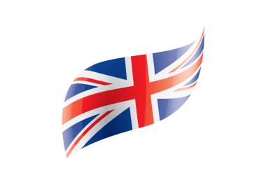 Birleşik Krallık bayrağı, beyaz arkaplanda vektör illüstrasyonu.