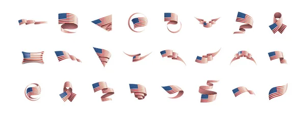 アメリカ国旗白い背景のベクトルイラスト — ストックベクタ