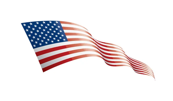 Σημαία ΗΠΑ, διανυσματική απεικόνιση σε λευκό φόντο — Διανυσματικό Αρχείο