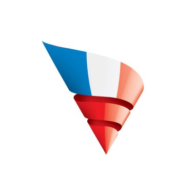 Fransa bayrağı, beyaz arkaplanda vektör illüstrasyonu.