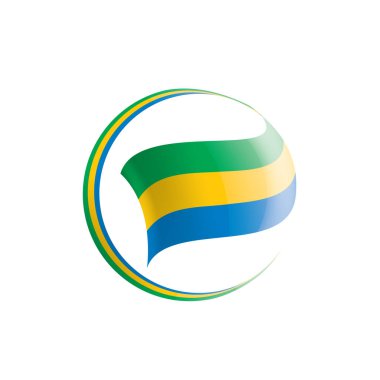 Gabon bayrağı, beyaz arkaplanda vektör çizimi.