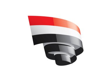 Yemen bayrağı, beyaz arkaplanda vektör çizimi.