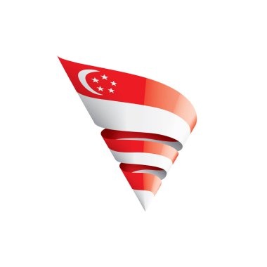 Singapur bayrağı, beyaz arkaplanda vektör illüstrasyonu.