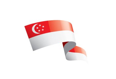 Singapur bayrağı, beyaz arkaplanda vektör illüstrasyonu.