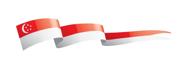 Bendera Singapura, gambar vektor pada latar belakang putih. - Stok Vektor