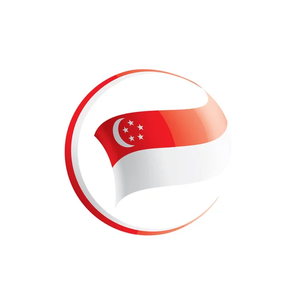 Bendera Singapura, gambar vektor pada latar belakang putih. - Stok Vektor