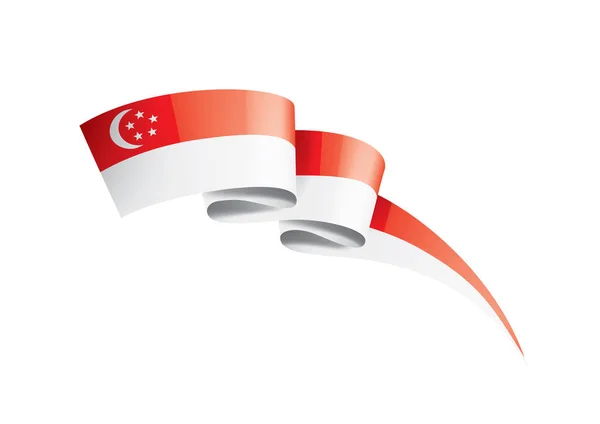 Bendera Singapura, gambar vektor pada latar belakang putih. - Stok Vektor