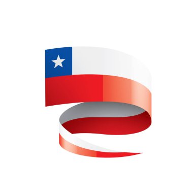 Beyaz arkaplanda Şili bayrağı, vektör illüstrasyonu.