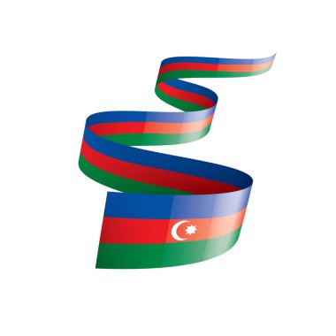 Azerbaycan bayrağı, beyaz arkaplanda vektör illüstrasyonu.