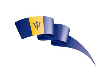 Beyaz arkaplanda Barbados bayrağı, vektör illüstrasyonu.