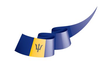 Beyaz arkaplanda Barbados bayrağı, vektör illüstrasyonu.