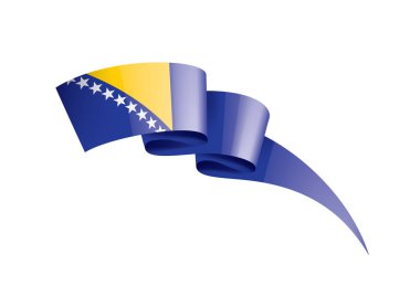 Beyaz arka planda Bosna-Hersek bayrağı ve vektör illüstrasyonu