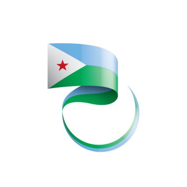 Cibuti bayrağı, beyaz bir arka plan üzerinde vektör çizim