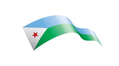 Cibuti ulusal bayrağı, beyaz arkaplanda vektör illüstrasyonu