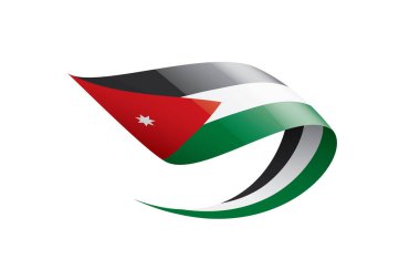 Ürdün bayrağı, beyaz arkaplanda vektör illüstrasyonu