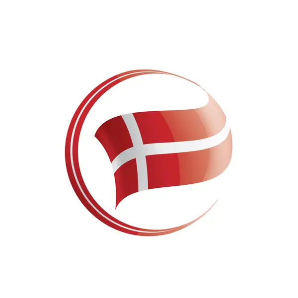 Danmark flagga, vektorillustration på vit bakgrund — Stock vektor