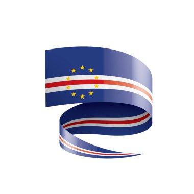 Cape Verde bayrağı, beyaz arkaplanda vektör çizimi