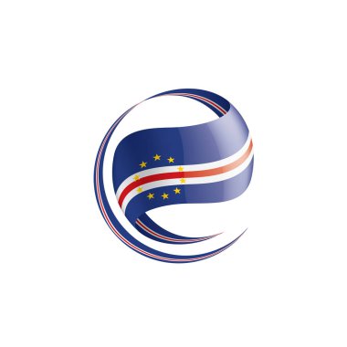 Cape Verde bayrağı, beyaz arkaplanda vektör çizimi