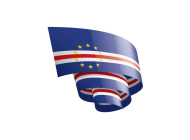 Cape Verde bayrağı, beyaz arkaplanda vektör çizimi