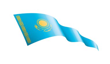 Kazakistan bayrağı, beyaz arkaplanda vektör illüstrasyonu