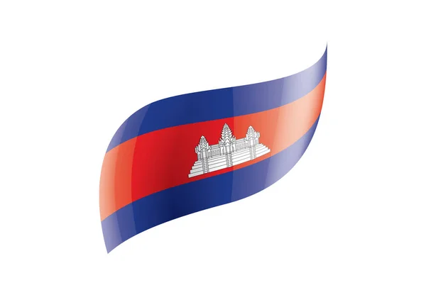 Kamboçya bayrağı, beyaz bir arka plan üzerinde vektör çizim — Stok Vektör