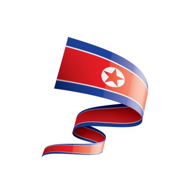 Kuzey Kore bayrağı, beyaz arkaplanda vektör illüstrasyonu