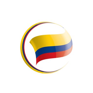 Beyaz arka planda Kolombiya bayrağı, vektör illüstrasyonu