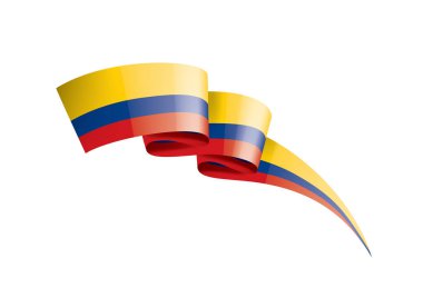 Beyaz arka planda Kolombiya bayrağı, vektör illüstrasyonu