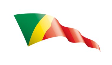 Beyaz arkaplanda Kongo bayrağı, vektör illüstrasyonu