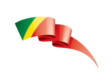 Beyaz arkaplanda Kongo bayrağı, vektör illüstrasyonu