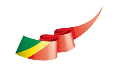 Beyaz arkaplanda Kongo bayrağı, vektör illüstrasyonu