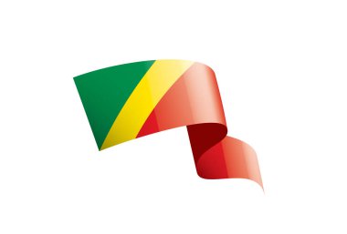 Beyaz arkaplanda Kongo bayrağı, vektör illüstrasyonu