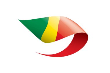 Beyaz arkaplanda Kongo bayrağı, vektör illüstrasyonu